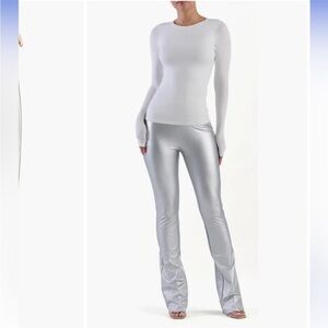 Naked Wardrobe Silver Flare Pants
